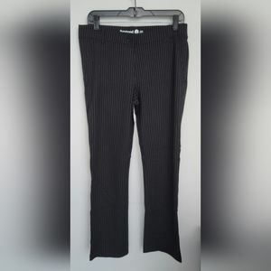 Betabrand pinstripe work pant with belt loop and pocket detail
